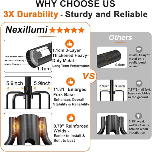 2 Pack Heavy-Duty String Light Poles for Outside with Fork, Adjustable Lighting Hanging Post Accessories for Patio Furniture Set Patio Decor Outdoor Decor Backyard Yard Pergola Garden Decorations