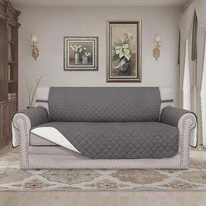 Easy-Going Reversible Couch Cover, 2 Cushion Sofa, Gray/Ivory | Oversized Loveseat Slipcover For Dogs, Water Resistant Mat, Living Room, Non-Slip Sofa Cover, Pet Friendly