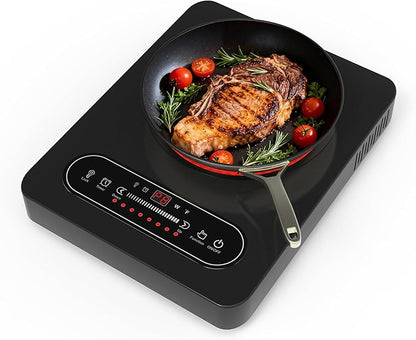 Electric Cooktop, 1800W Portable Electric Stove with LED Touch Control, Single Burner Infrared Hot Plate with Child Safety Lock, 99 Timer and Overheat Protection for Dorm Home RV Camping