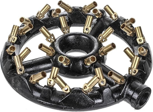 DuraSteel Propane Jet Burners For Chinese Wok Range - Cast Iron Body Round Nozzle 32 Brass Tips Large Propane Burner Head - Up to 100,000 BTU - Outdoor Wok Burner Indoor Restaurant Kitchen, Camping