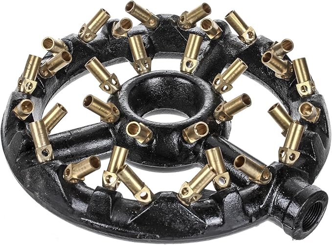 DuraSteel Natural Gas Jet Burners For Chinese Wok Range - Cast Iron Body Round Nozzle 32 Brass Tips Large Wok Burners Head - Up to 100,000 BTU - Natural Gas Burner Outdoor Wok Burner Indoor Kitchen