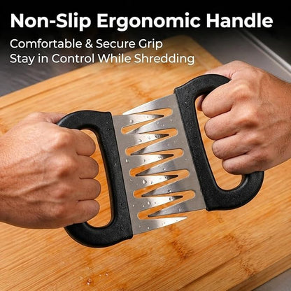 Meat Claws for Shredding Pulled Pork, Stainless Steel Meat Shredder Claws with Black Handles, Bear Claws Meat Shredder Tool for Chicken, Brisket, Turkey, Roasts, BBQ Smoker Grill Accessories, 2 Pack