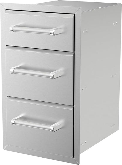 SPIRE Stainless Steel Built-in Vertical Triple Drawers, 6" H + 10" H + 10" H, Perfect for Outdoor Cooking & Kitchens, BBQ, & Grill Islands, 780-0016C