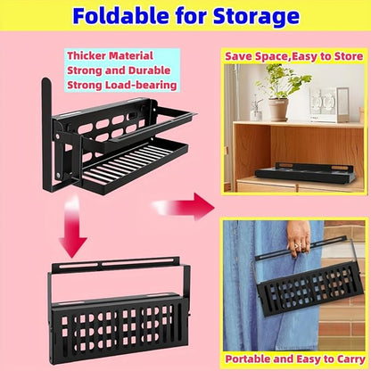 Upgrade Foldable Griddle Caddy for 17''/22''/28"/36" Blackstone BBQ Griddle,Space Saving Grill Tool Holder for Blackstone BBQ Accessories Organizer,with Paper Towel Holder&Knife Rack&Hooks