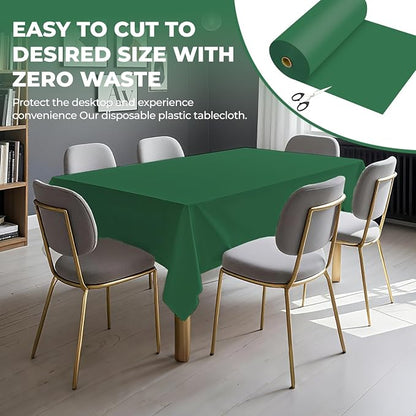 54 Inch X 300 Feet Plastic Table Cover Roll Premium Disposable Plastic Tablecloth for All Type/Shape Tables | Picnic, Party, Banquet, Birthdays, Weddings (Green, 54 Inch X 300 Feet)