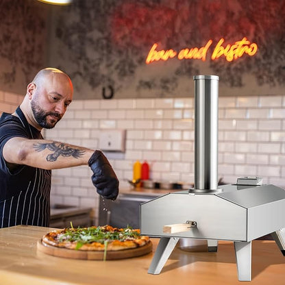 Giantex GT-GE-10731-NP Outdoor Oven with 12'' Pizza Stone, 27'' x 14'' x 25'' (L x W x H), Silver