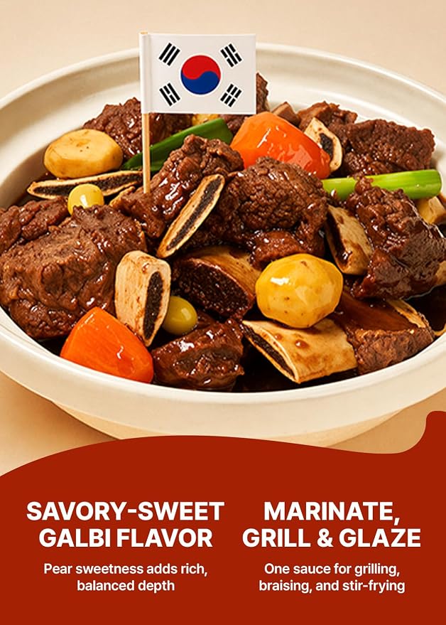 TBK THEBORN Korean BBQ Short Rib Marinade, Sweet Soy Garlic Sauce 3.2kg | Sweet and savory soy garlic marinade for grilled or pan-cooked beef short ribs, chicken, pork and other meats