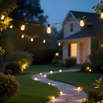BLIATLUS 100FT Solar String Lights, Waterproof Outdoor with Remote 30+2 ST38 LED for Porch Fence