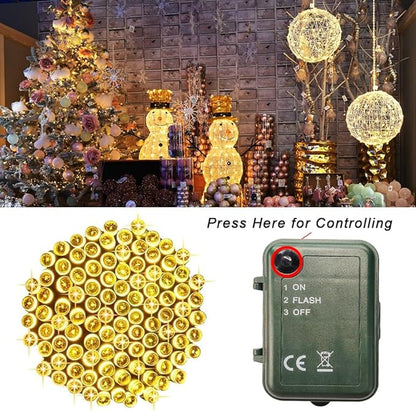Pooqla 2 Pack Battery Powered String Lights, Total 66.6 FT 200 LED Christmas String Lights Indoor Outdoor Decoration, Twinkle Fairy Light for Classroom Dorm Bedroom Xmas Tree Party Decor, Warm White