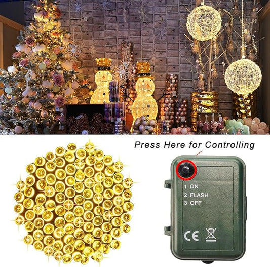 Pooqla 2 Pack Battery Powered String Lights, Total 66.6 FT 200 LED Christmas String Lights Indoor Outdoor Decoration, Twinkle Fairy Light for Classroom Dorm Bedroom Xmas Tree Party Decor, Warm White