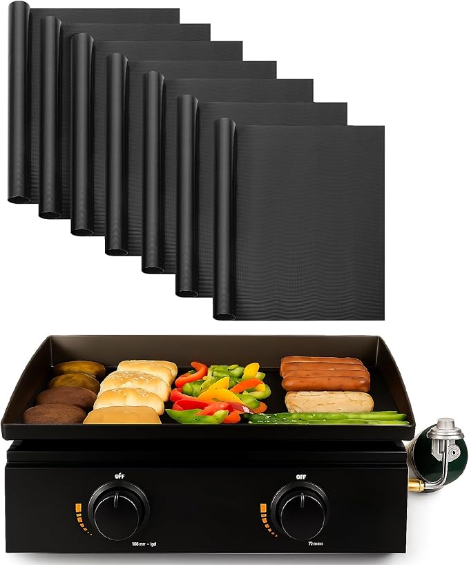 UNCO- Grill Mats for Outdoor Grill, 13" x 15.8", 7 Pack, Nonstick Reusable Grilling Mats for Outdoor Grill, BPA and PFOA Free with PTFE-Fiberglass Coating