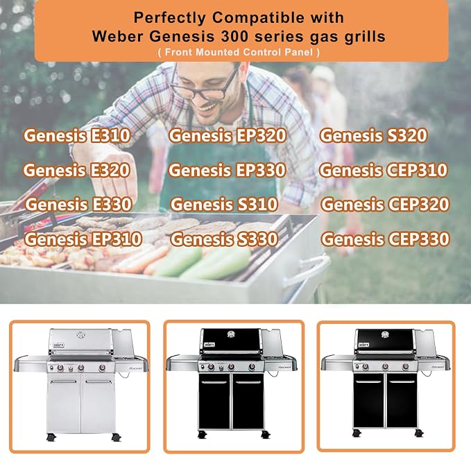 7620 7621 17.5" Flavorizer Bar for Weber Genesis 300 Series Grill Parts | Grill Parts for Weber Genesis E/EP-310, 320, 330, Genesis S/E-310, 320, 330 with Front Control Knobs, Stainless Steel, 5-Pack