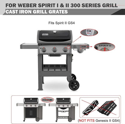 7638 Spirit Grill Grates Replacement for Weber Spirit II E-310 E-330 GS4 Grill Parts Weber Spirit E310 Grill Grate 300 Series 65906 Cooking Grids Weber Genesis Silver B C 1000 5000 Gold B C Part 17.5”