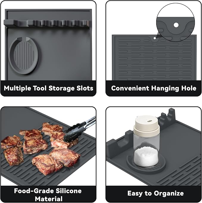 Silicone Grill Mats Compatible with Blackstone Grill, Silicone Grill Mat for Outdoor Kitchen Countertop, Griddle Mats BBQ Grill Accessories, Side Shelf Mats Grill Pad for Blackstone Griddles