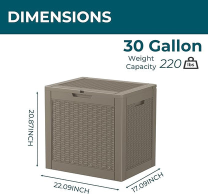 Resin Deck Box - 35 Gallon Lockable Outdoor Storage, Water-Resistant Indoor/Outdoor Bin for Package Delivery, Patio Cushions, Gardening Tools