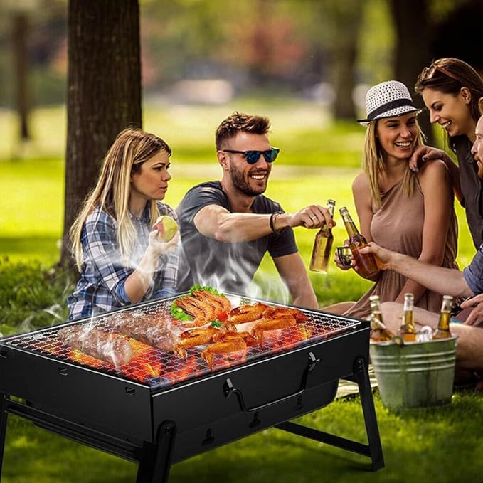 BBQ Grill Portable Barbecue Grill Portable Charcoal Fire Pit Barbecue Smoke-Free BBQ Desk Tabletop for Home Camping