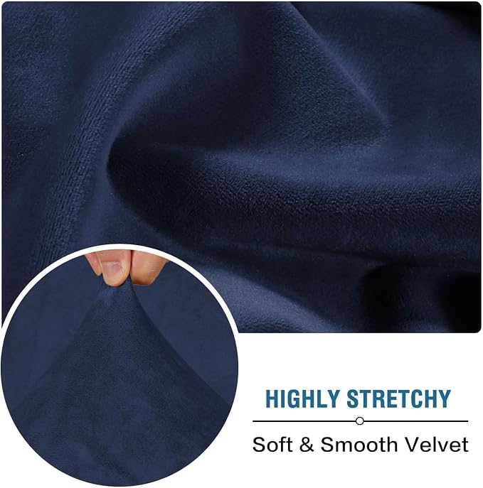 H.VERSAILTEX Velvet Stretch Individual Couch Cushion Cover Plush Slipcover for Loveseat Sofa Furniture Protector Seat Cover (1 Piece Loveseat Cushion Cover, Navy)