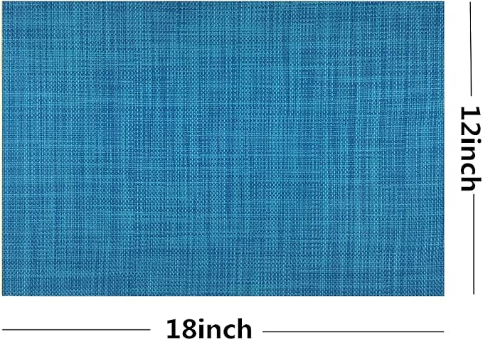 WAZAIGUR Placemats Easy to Clean Crisscross Woven Vinyl Place Mats Durable Non-Slip Heat Resistant Table Mats Placemats for Kitchen Table Set of 4,Blue