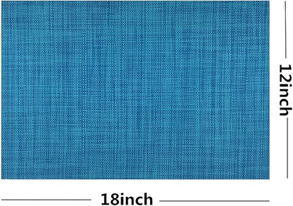 WAZAIGUR Placemats,Easy to Clean Crisscross Woven Vinyl Place Mats Durable Non-Slip Heat Resistant Table Mats,Placemats for Kitchen Table Set of 8,Blue