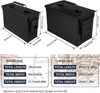 GUGULUZA Metal Ammo Can 30 50 Cal, Waterproof Airtight Ammo Containers Case | Heavy-Duty Ammunition Storage Case Military Container, Lockable Box w/Flip Top for Long-Term Storage Bullet, 30Cal and 50 Cal