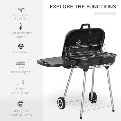 22 Inch Portable Charcoal BBQ Grill, Outdoor Barbecue Grill for Backyard Camping Picnic