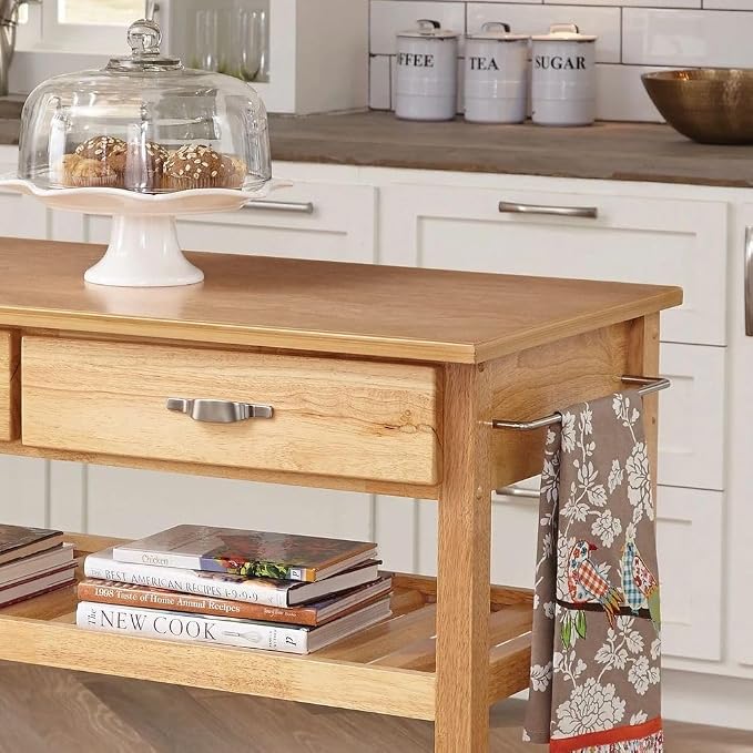 homestyles General Line Wood Rolling Kitchen Cart in Brown
