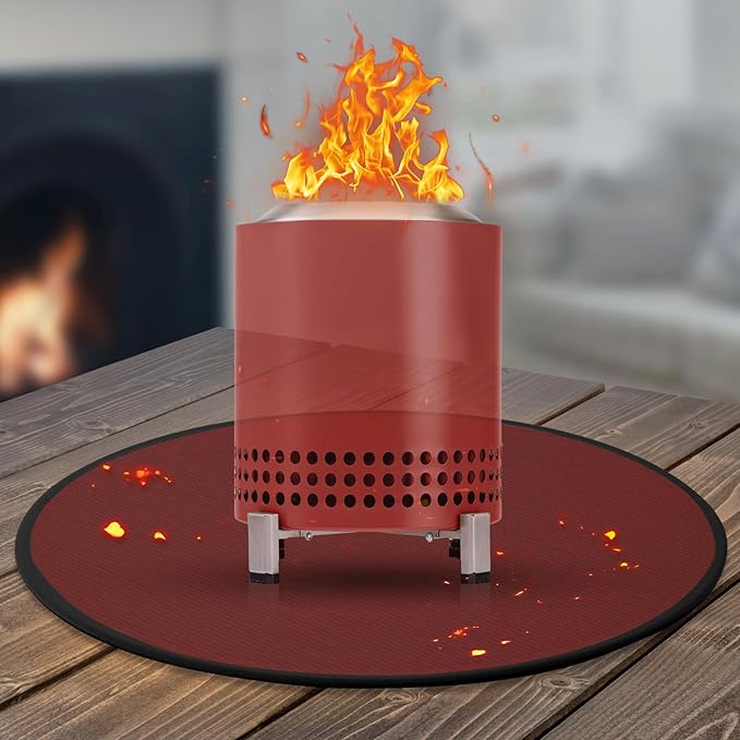 Solo Stove Mesa/XL Tabletop Fire Pit Mat, 4-Layer Fireproof Heat Resistant Under Grill Mat, Easy-to-Clean Waterproof & Non-Slip for Table Top Protection - Red
