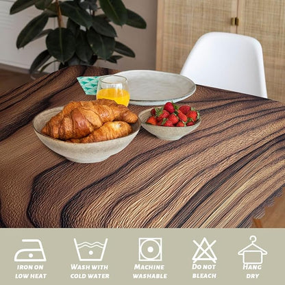 Wood Grain Decorative Rectangle Table Cloth Brown Vintage Walnut Wood Grain Rustic Rectangle Polyester Table Cloths Kitchen Table Cover for Dining BBQ Picnic Coffee Table 52" x 70" 4-6 Seats