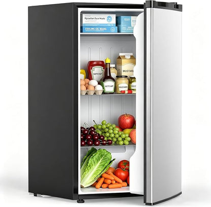 COWSAR 3.1 Cu.ft Mini Fridge, Compact Dorm Size Refrigerator with Reversible Single Door, Adjustable Thermostat, Energy Saving, Commercial Small Fridge for Bedroom Apartment Office, Silver