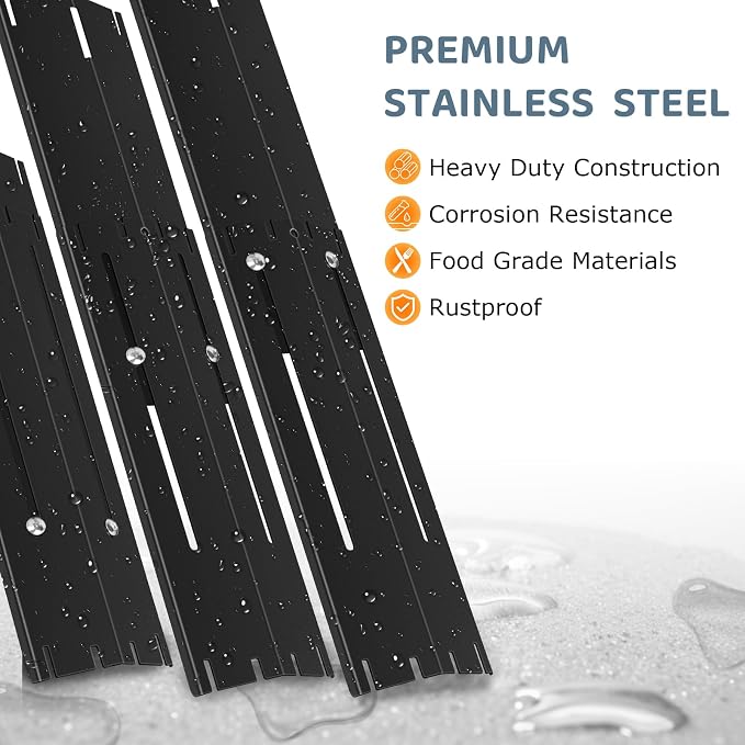 Universal Porcelain Steel Adjustable Grill Heat Plates Heat Tents Heat Shields Grill Burner Cover,Compatible with Charbroil, Nexgrill, Brinkmann, Dyna Glo etc.,Extends from 11.75" up to 21" L,5 Pack