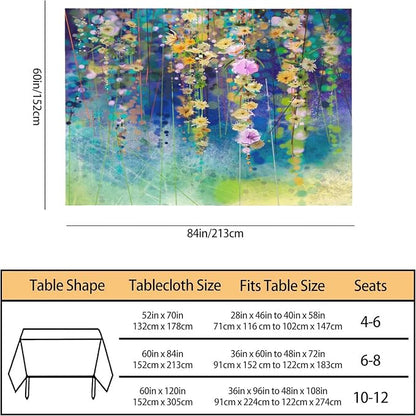 TKS MITLAN Colorful Spring Tablecloth 60x84 Inch Rectangular Flower Vines Vibrant Oblong Table Cloth Kitchen Table Decorations for Home Dinner Party
