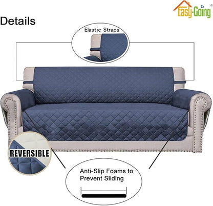 Easy-Going Reversible Couch Cover, Small Chair, Dark Blue/Ivory | Machine Washable Slipcover For Dogs, Water Resistant Furniture Mat For Living Room, Non-Slip Sofa Cover, Pet Friendly