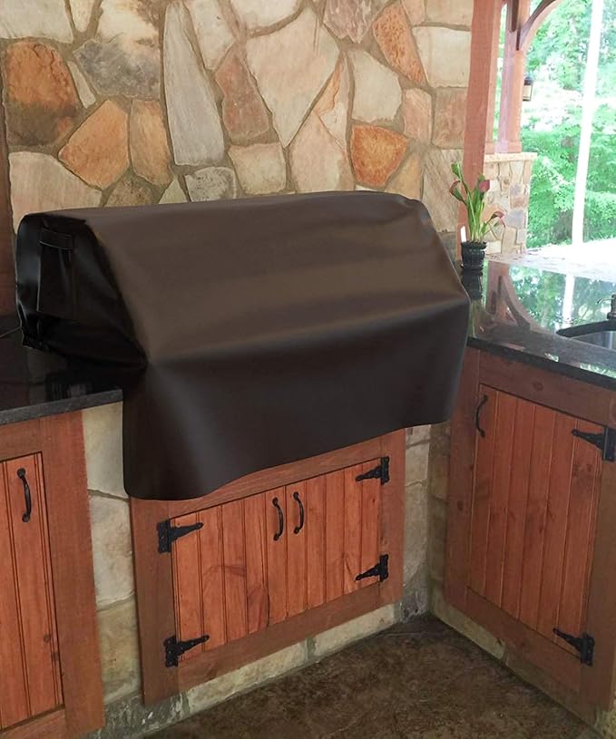 SHINESTAR 38 Inch Built-in Grill Cover for DCS, 600D Heavy Duty Waterproof Island Grill Top Cover with Vents & Click-Close Straps, Windproof BBQ Cover for Jenn-Air, KitchenAid, and Lynx