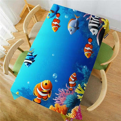 Swono Underwater Landscape 52"X70" Oblong Table Cloth Tropical Ocean Coral Reef Fishes Wrinkle Free Table Cover Farmhouse Tablecloth for Home Restaurant Picnic Indoor Outdoor Dining