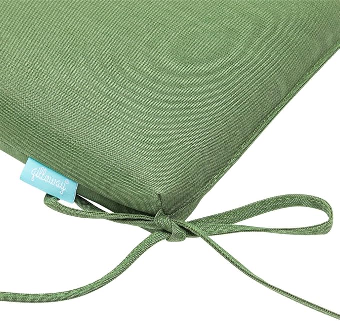 QILLOWAY Outdoor Indoor Chair Pads,Seat Cushions, Square Foam Dining Chair Patio Cushion Set of 4, All Weather, 17" Lx17 Wx3 D (Dark Green)