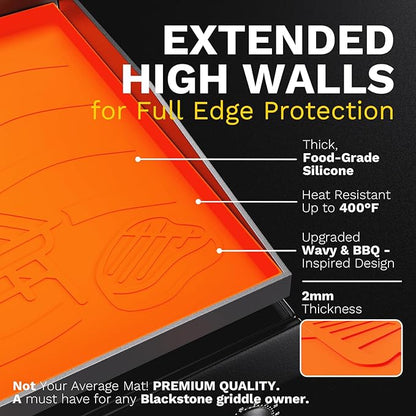 22" Premium Silicone Griddle Cover for Blackstone 22 Inch Grill, Heavy Duty Food-Grade Silicone Grill Mat with Gift-Worthy Pattern, Year-Round Protection from Dirt & Rust (Orange, 22in)