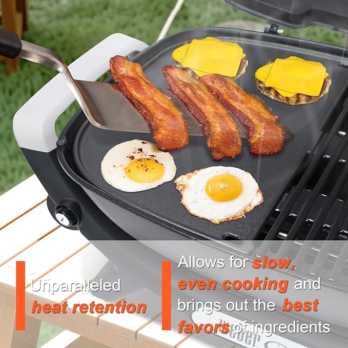 QuliMetal Cast Iron Grill Griddle for Weber Q2000N+, Q2200N+, Q2600N+, Q 2800N+ Gas Grills