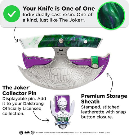 Dalstrong Ulu Knife - 7 inch Chef Knife - THE JOKER™ Edition Official License - 5 Layer 9CR18MOV Stainless Steel - Uniquely Cast Resin Handle - Collection Item - w/Sheath