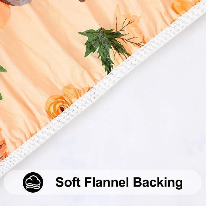 Smiry Thanksgiving Fitted Table Cover, Flannel Backed Vinyl Tablecloth | Waterproof Elastic Stretch Table Cloth, Wipeable Plastic Tablecloth for Autumn Harvest & Parties (Yellow & Orange, 42" x 42")