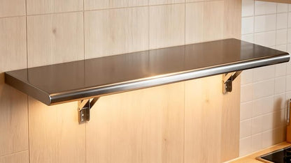 Concession Shelf 36"L x 12"W，22 gauge ASTM 304 Stainless Steel Folding Serving Food Shelf ，Wall Mount Shelving , Stainless Steel Shelf For Food Truck, grill area,BBQ working table, Restaurant .NSF