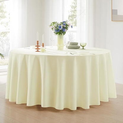 6 Pack Ivory Round Tablecloths 90 Inch for Dining Tables | Washable Decorative Linen Polyester Table Cover for Banquets Buffets Parties and Weddings