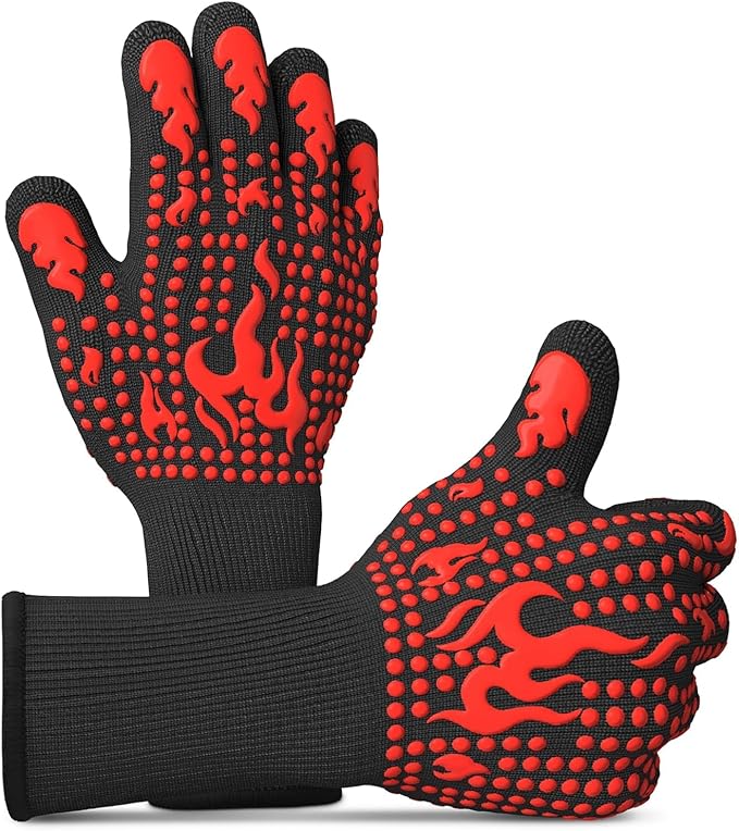 Aramid Heat Gloves for Grilling - Heat Resistant Gloves for Cooking, Men L–XL (9–10″), Women XL (10–11″), Withstands 1472°F (6 Sec), Grill Mitts with Dual-Layer Protection - for Indoor & Outdoor Use
