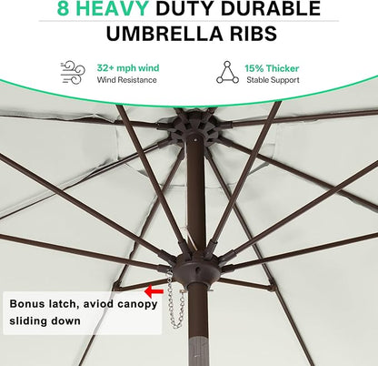 ABCCANOPY 9ft Scalloped Patio Umbrella, Outdoor Table Umbrella with Tilt and Crank, Fiberglass Ribs Deck Umbrella for Patio, Pool, Garden, Picnic (Light Beige)