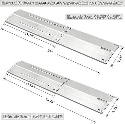 Universal Grill Heat Plates Extends from 11.75" up to 21", Stainless Steel Heat Shield, for Flame Tamer Replacement Parts for Gas BBQ(4 Pack)