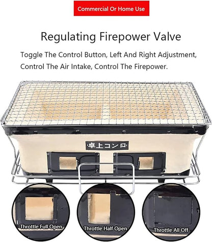 Japanese Ceramic Clay Charcoal Grill, Yakitori Barbecue Charcoal Mini Grill Stove with Charcoal Grate and Stand for Indoor Outdoor