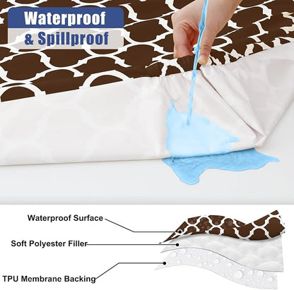 Smiry 2 Pack Rectangle Table Cloth 6 Foot, Waterproof Elastic Fitted Tablecloths, Windproof Washable Polyester Table Cover for Picnic, Camping, Outdoor (Coffee, 30"x72")