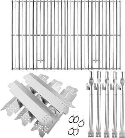 BQMAX Grill Parts for Nexgrill 5 Burner Gas Grill 720-0888 720-0888A 720-0888N, Cooking Grate, Heat Plates Shield and Burner for Nexgrill 5 Burner Replacement Parts for 720-0888 Nexgrills Part
