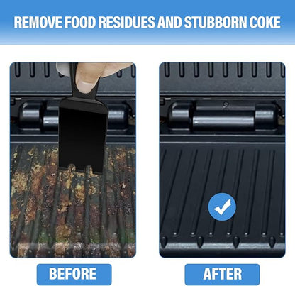 XYK 2 Pack Grill Spatula Scraper for George Foreman Indoor Grills and Other Indoor Grills with Grooves, Heat Resistant Cleaner Tool, Comfortable Grip