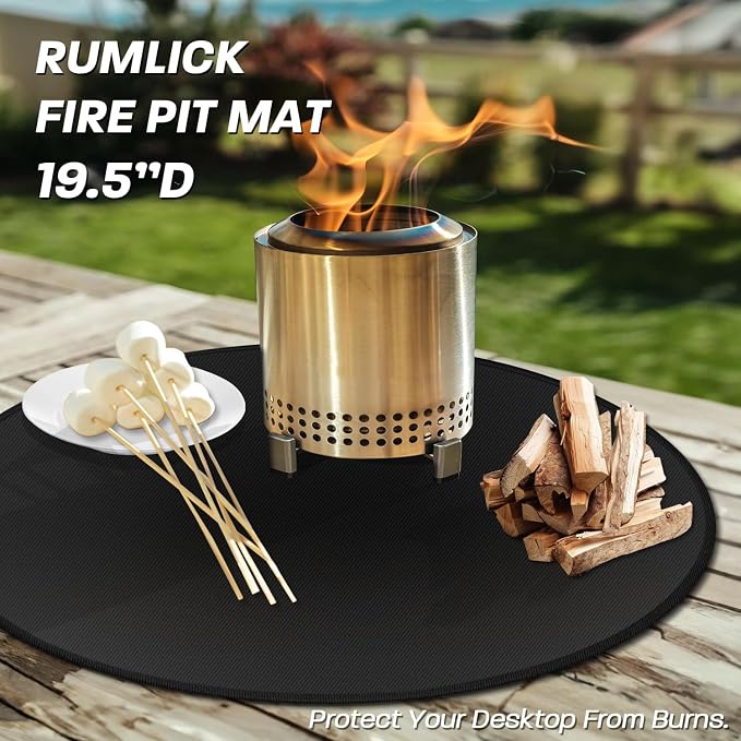 19.5" Fire Pit Mat for Solo Stove Mesa - Round Under Grill Mat | Tabletop,Fireproof,Oil & Waterproof,Portable,Easy to Clean,Outdoor Patio Deck Protection,Fireplace,Camping Stove Fire Mat