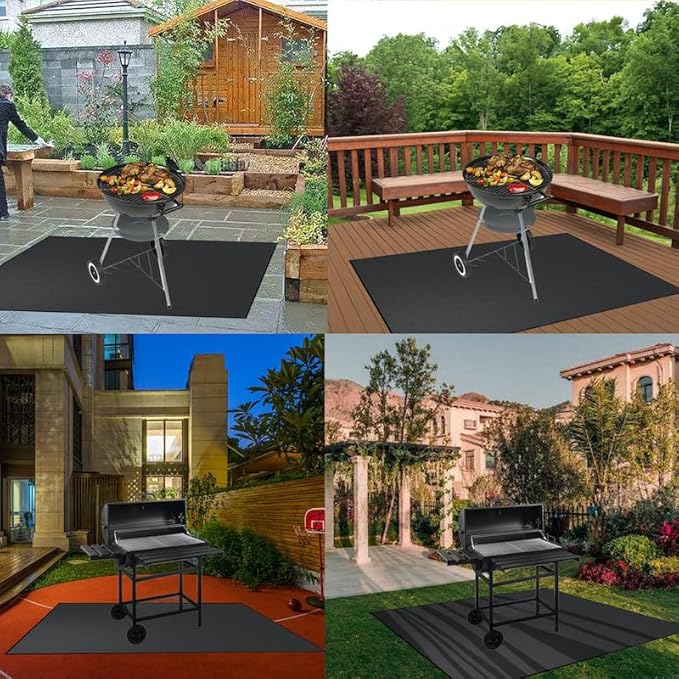 Under Grill Mat, 48×30 inch BBQ Floor mats, Pellet Stove Hearth Pad Fire Proof Mat Fire Pit Grill Fire Resistant, Water Resistant, Oil Proof, Protect The Deck, Patio, Lawn from Exploding Embers